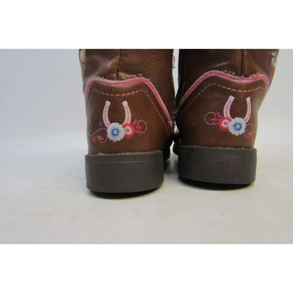 Spirit Dreamworks Wild and Free Toddler Size 7 Brown Zip Cowboy Boots